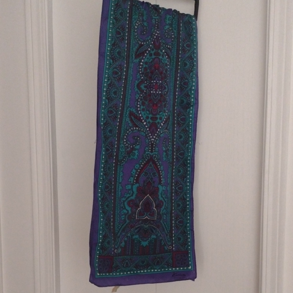 Vintage Made In Italy Purple and Teal Women's Scarf